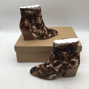 Lucky Brand Sonah2 Knox Haircalf Camo Ankle Boots Brown Multi Womens Size 5M NEW